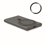 Magnetic fast-charging wireless charger with power bank, 15W titanium colour