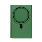 Magnetic fast-charging wireless charger with power bank, 15W dark green colour