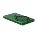 Magnetic fast-charging wireless charger with power bank, 15W dark green colour