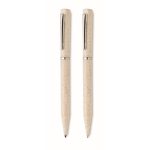 Set of 2 wheat straw pens with blue ink and graphite ink beige colour seventh view