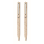 Set of 2 wheat straw pens with blue ink and graphite ink beige colour eighth view