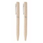 Set of 2 wheat straw pens with blue ink and graphite ink beige colour ninth view
