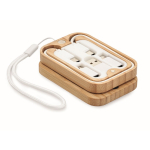 Bamboo box with strap and wireless charging function, 15W wood colour