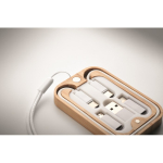 Bamboo box with strap and wireless charging function, 15W wood colour photographic view