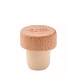 Beechwood bottle stopper, ideal for wine bottles wood colour view with print area