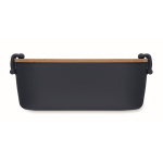 Lunchbox with bamboo lid and two side-locking clips, 700 ml navy-blue colour fifth view
