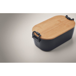 Lunchbox with bamboo lid and two side-locking clips, 700 ml navy-blue colour sixth photographic view