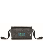 Personal cooler bag made of RPET felt with front pocket, 5L dark grey colour view with print area