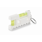 Keyring with dual bubble level, 7 cm ruler, and magnetic base white colour