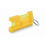 Keyring with dual bubble level, 7 cm ruler, and magnetic base yellow colour