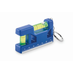Keyring with dual bubble level, 7 cm ruler, and magnetic base royal blue colour