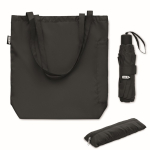 Windproof umbrella with pouch and storage compartment, Ø100 black colour