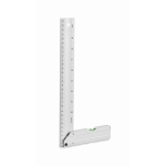 Aluminium set square with bubble level and 30cm ruler silver colour