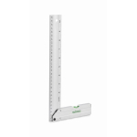 Aluminium set square with bubble level and 30cm ruler silver colour main view