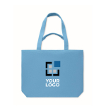 Recycled fabric bag with short and long handles, 320 g/m2 turquoise colour view with print area