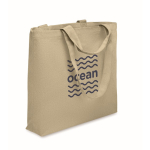 Recycled fabric bag with short and long handles, 320 g/m2 khaki colour main view