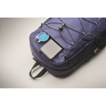 RPET polyester backpack with mesh pockets on both sides blue colour third photographic view