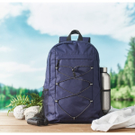 RPET polyester backpack with mesh pockets on both sides blue colour ambient view