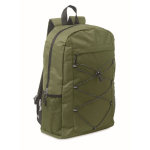 RPET polyester backpack with mesh pockets on both sides military green colour