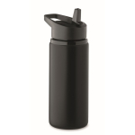 Recycled stainless steel bottle with spout and handle, 500 ml black colour