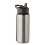 Recycled stainless steel bottle with spout and handle, 500 ml matt silver colour