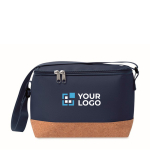 RPET cooler bag with cork detail at the base, 5L navy-blue colour view with print area