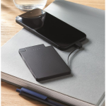 Magnetic power bank with built-in cables, 2,500 mAh black colour ambient view