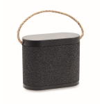 Black wireless speaker with jute carry handle, 15W black colour