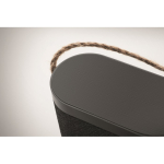 Black wireless speaker with jute carry handle, 15W black colour fourth photographic view