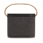 Black wireless speaker with jute carry handle, 15W black colour fifth view