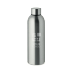 Drip-proof recycled stainless steel bottle 750 ml matt silver colour view with print area