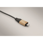 Charging cable with bamboo details, customisable, 60W wood colour fifth photographic view