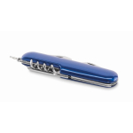 Multi-function knife made from recycled aluminium with coloured casing blue colour fourth view