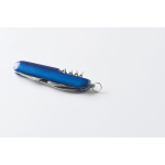 Multi-function knife made from recycled aluminium with coloured casing blue colour fifth photographic view