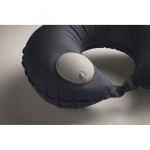 Inflatable travel pillow with inflater and deflation system blue colour third photographic view