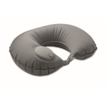Inflatable travel pillow with inflater and deflation system dark grey colour