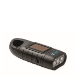 Rechargeable lantern via solar panel and dynamo hand crank black colour view with print area
