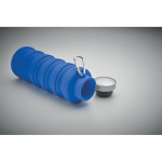 Foldable silicone bottle with carabiner 500ml royal blue colour