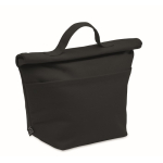 Personal cooler bag with roll-top closure and carry handle black colour