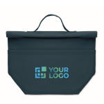 Personal cooler bag with roll-top closure and carry handle blue colour view with print area