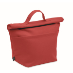Personal cooler bag with roll-top closure and carry handle red colour