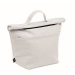 Personal cooler bag with roll-top closure and carry handle white colour