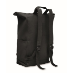 Recycled cotton roll-top backpack with front zipper black colour second view