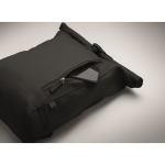 Recycled cotton roll-top backpack with front zipper black colour fourth photographic view