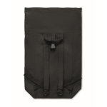 Recycled cotton roll-top backpack with front zipper black colour ninth view