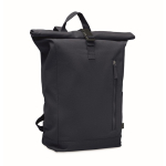 Recycled cotton roll-top backpack with front zipper navy-blue colour