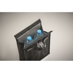 Polyester roll-top cooler bag with handle and leather closure black colour fourth photographic view