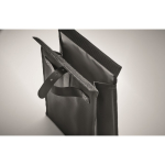 Polyester roll-top cooler bag with handle and leather closure black colour sixth photographic view