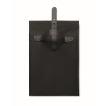 Polyester roll-top cooler bag with handle and leather closure black colour eighth view