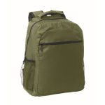 Laptop backpack with front and side pockets, 15” military green colour